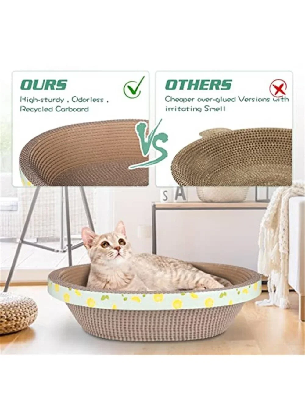 Cat Scratcher Bed Cardboard Cat Scratcher Lounge Nest Durable Cat Scratching Pad